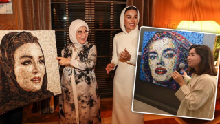 Sanatçı Deniz Sağdıç’ın eseri Katar Emiri Şeyh Al Sani'nin annesi Şeyha Moza hediye edildi