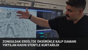 Zonguldak Ereğli’de öksürükle kalp damarı yırtılan kadın stentle kurtarıldı